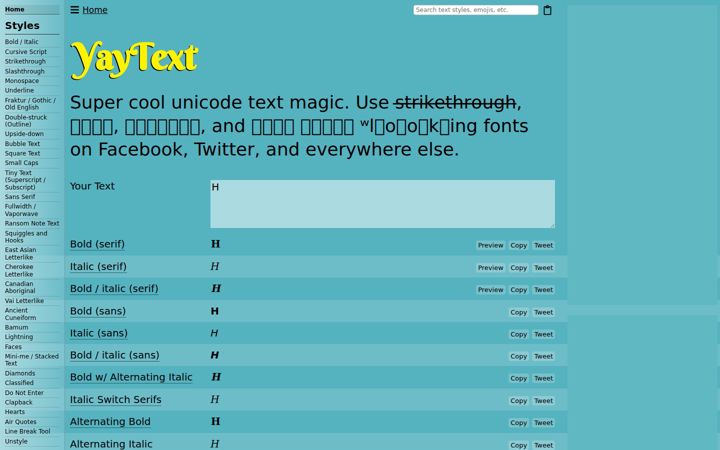 Screenshot of yaytext.com