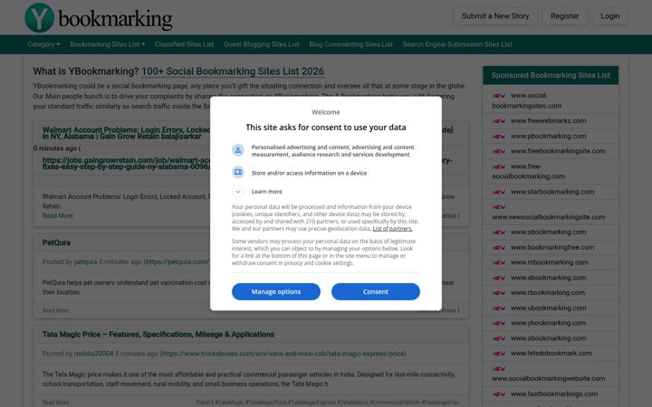 Screenshot of ybookmarking.com
