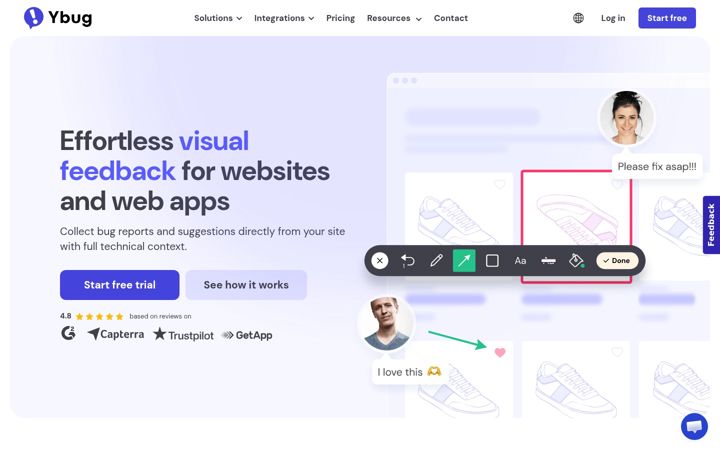 Képernyőkép: ybug.io