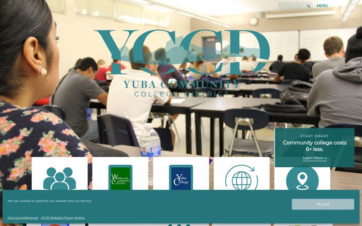 Screenshot of yccd.edu