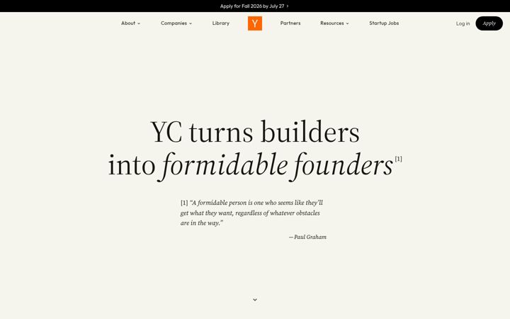 Screenshot ta' ycombinator.com