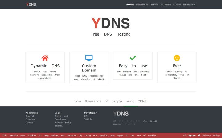 Screenshot of ydns.io