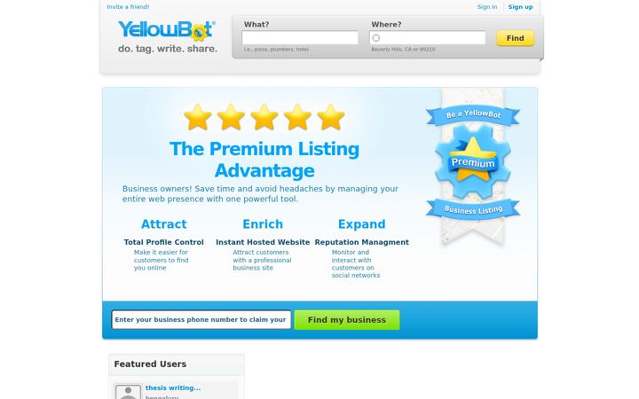 Posnetek zaslona yellowbot.com
