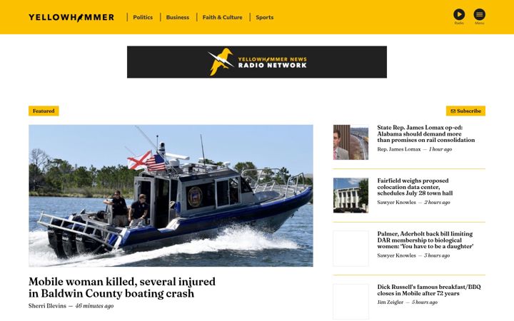 Screenshot of yellowhammernews.com