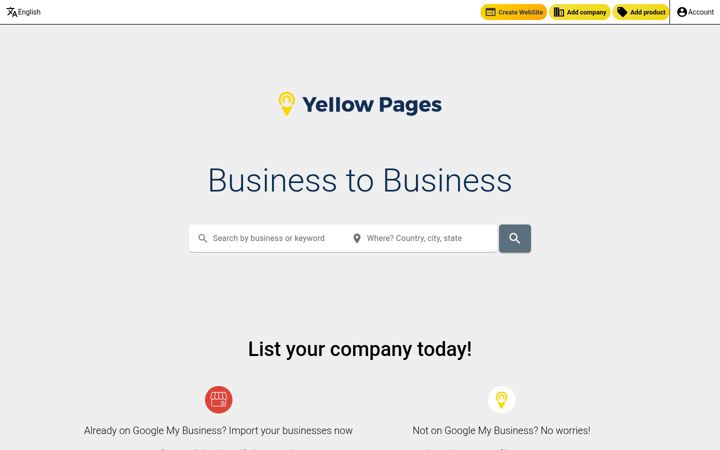 Screenshot of yellowpages.biz