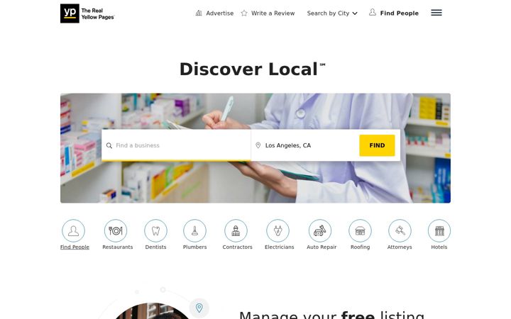 Screenshot di yellowpages.com