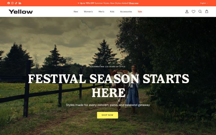 Screenshot of yellowshoes.com