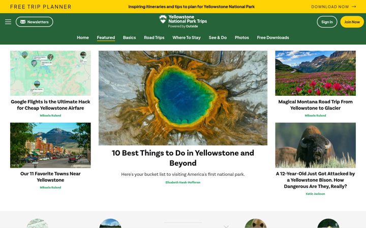 Screenshot of yellowstonepark.com