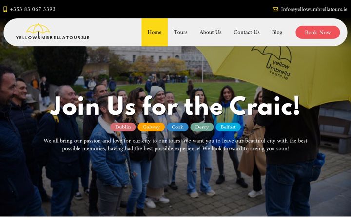 Screenshot van yellowumbrellatours.ie