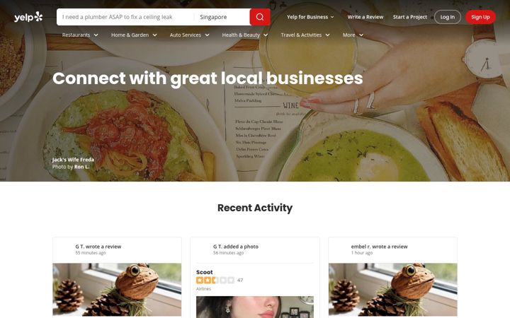 Screenshot of yelp.com.sg