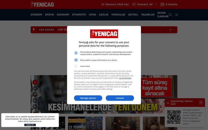 Screenshot of yenicaggazetesi.com.tr