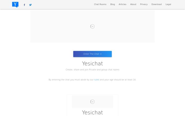 Screenshot of yesichat.com