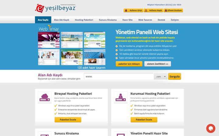 Screenshot του yesilbeyazhosting.com