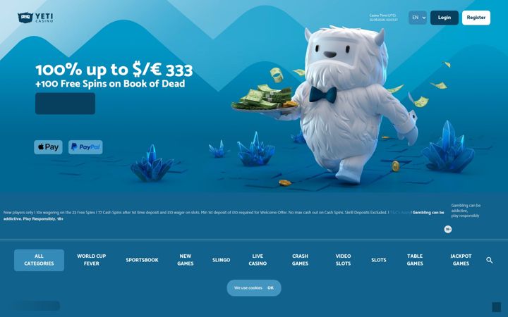 Screenshot of yeticasino.com