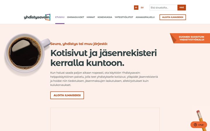 Screenshot of yhdistysavain.fi