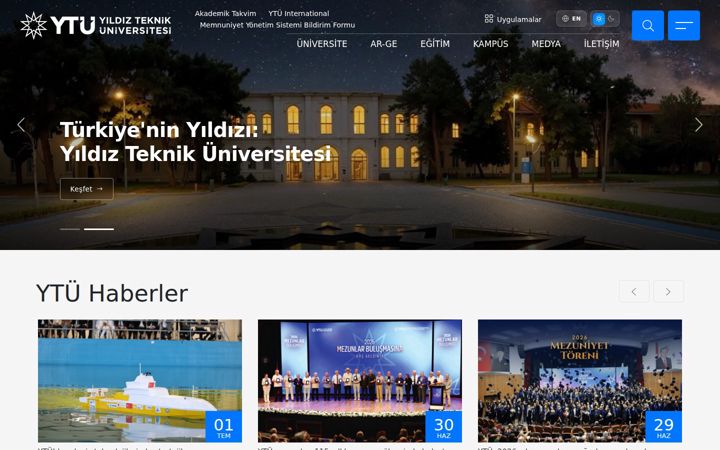 Screenshot of yildiz.edu.tr