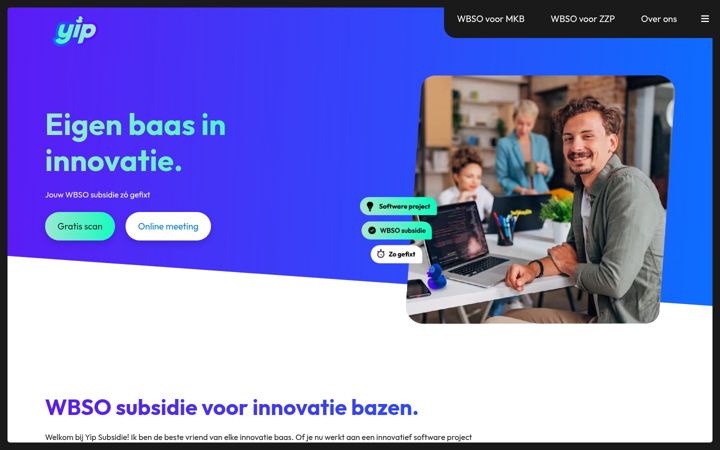 Screenshot of yipsubsidie.nl