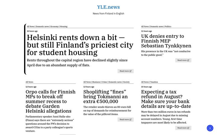 Screenshot of yle.news