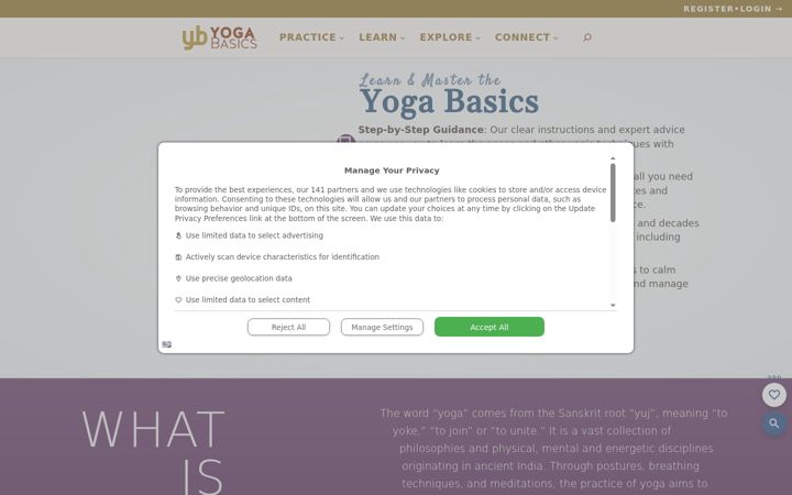 Screenshot of yogabasics.com