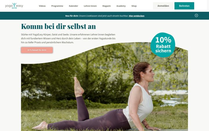 Screenshot von yogaeasy.de