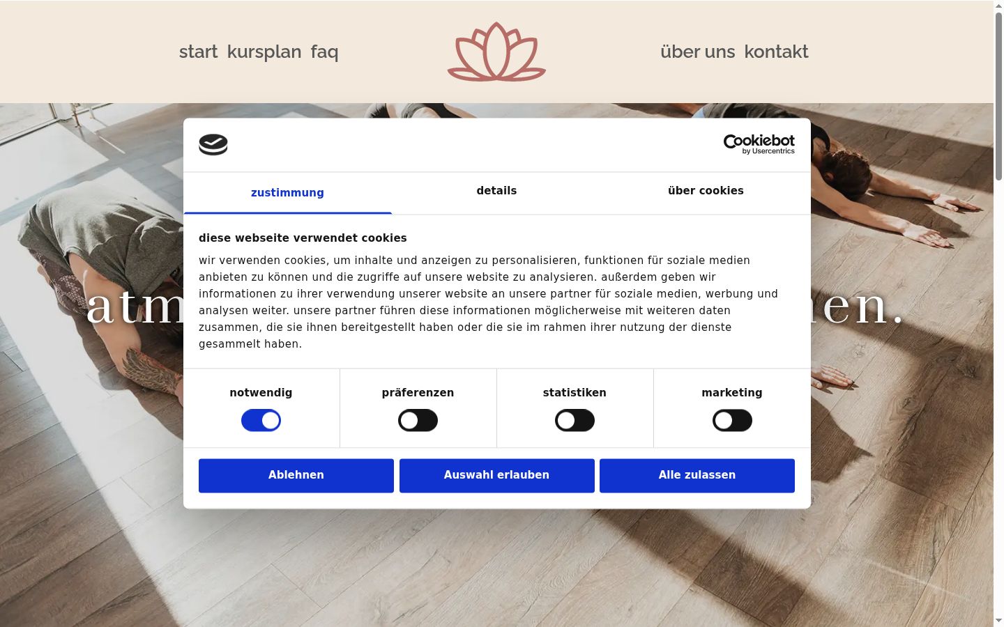 Screenshot del banner di consenso mostrato prima di qualsiasi interazione