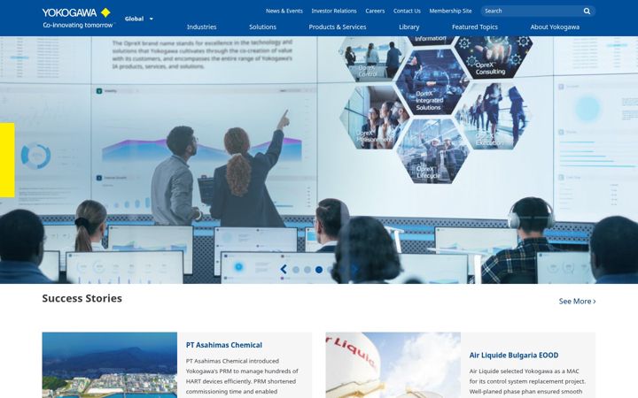 Capture d'écran de yokogawa.com