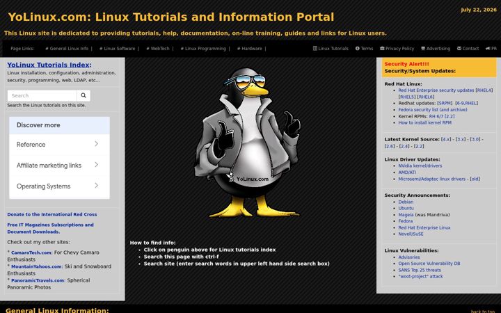Screenshot of yolinux.com
