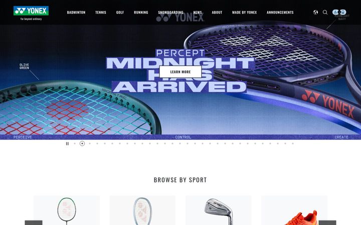Screenshot of yonex.com
