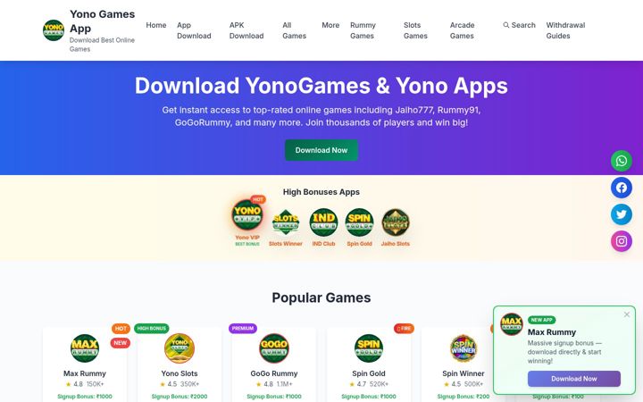 Screenshot of yonogames.app