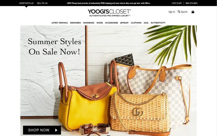 Screenshot di yoogiscloset.com