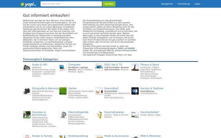 Screenshot of yopi.de