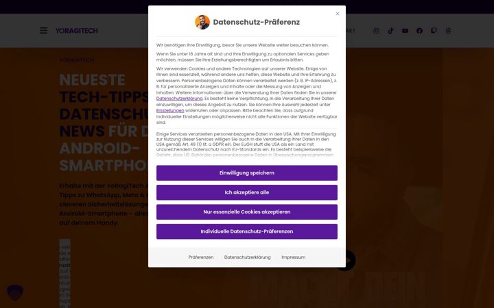 Ekrano kopija yoragitech.de