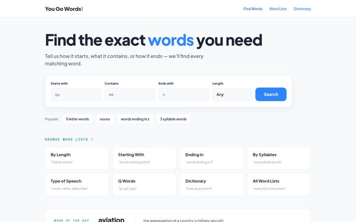 Screenshot of yougowords.com