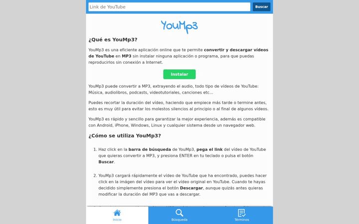 Screenshot of yoump3.app