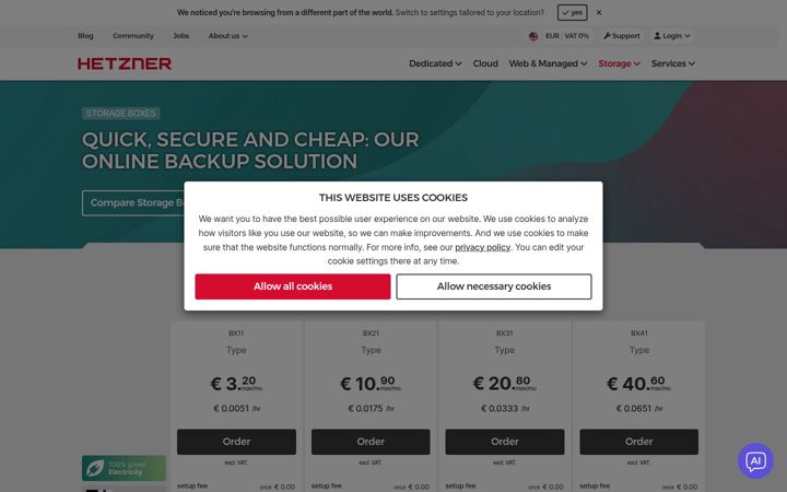 Ekrano kopija your-storagebox.de