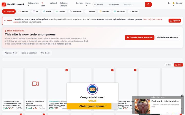 Screenshot of yourbittorrent.com