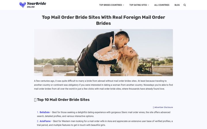 Screenshot of yourbrideglobal.com