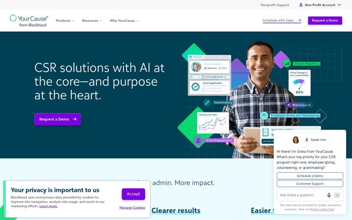 Screenshot of yourcause.com