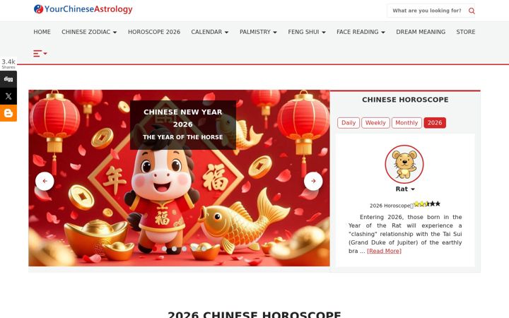 Screenshot of yourchineseastrology.com