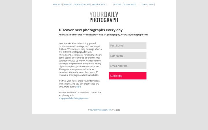 Screenshot of yourdailyphotograph.com