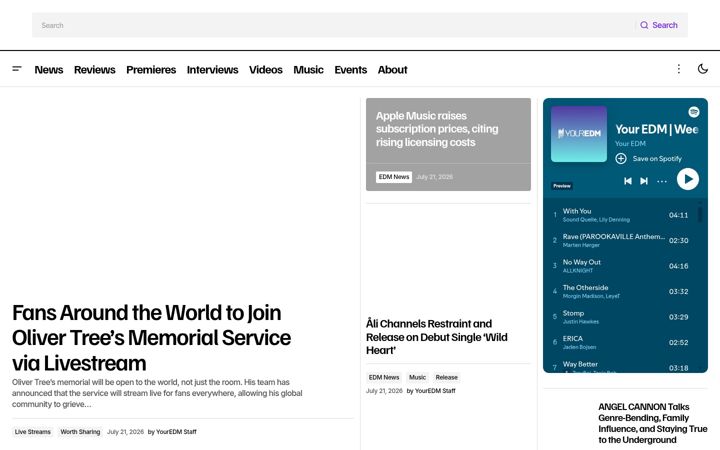 Screenshot of youredm.com