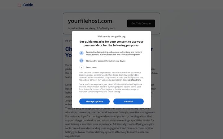 Skærmbillede af yourfilehost.com