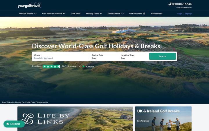 Screenshot of yourgolftravel.com