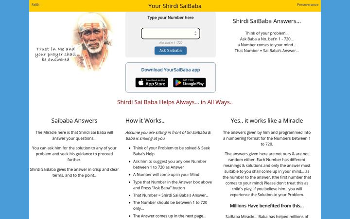 Screenshot of yoursaibaba.com