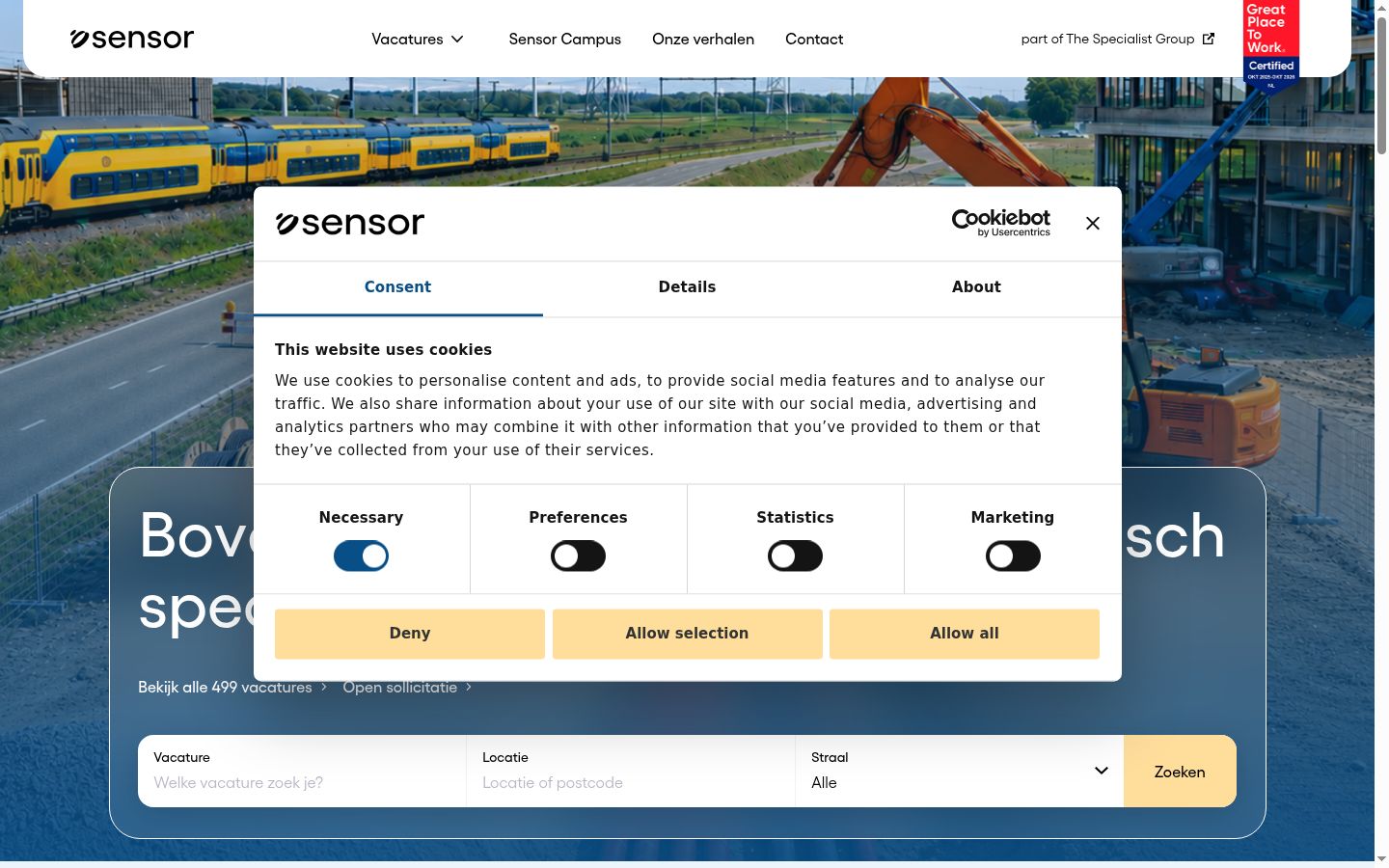 Screenshot of the consent banner shown before any interaction