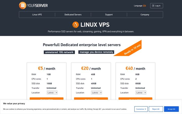 Screenshot of yourserver.se