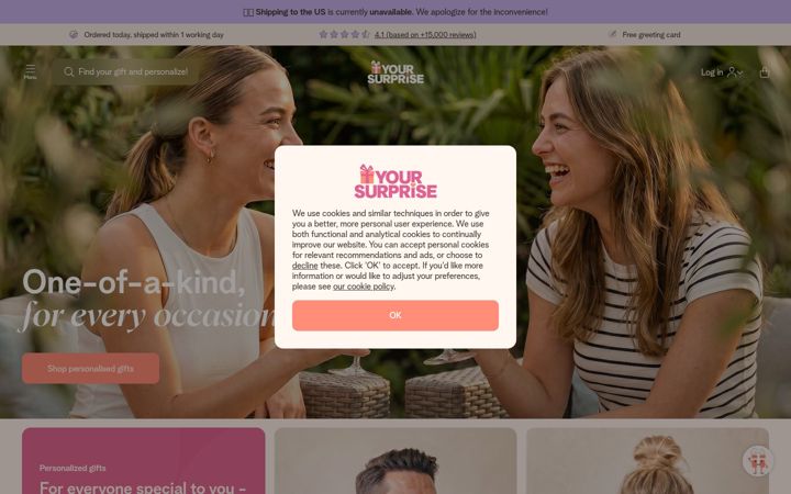 Capture d'écran de yoursurprise.com