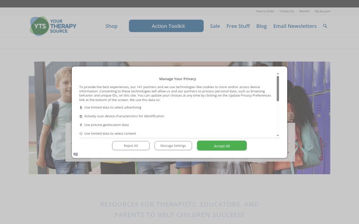 Skärmbild av yourtherapysource.com