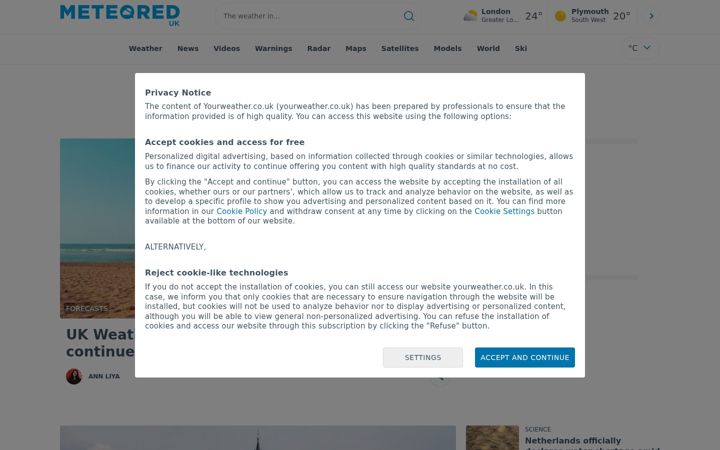 Screenshot of yourweather.co.uk