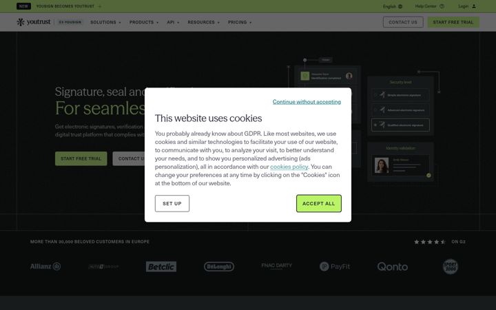 Screenshot of yousign.com